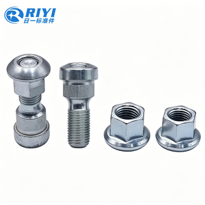 Kit de boulons de moyeu de roue et d'écrous à bride en acier au carbone zingué, avec goujons moletés antidérapants, personnalisable OEM pour jantes de voitures et camions - Product Image 1