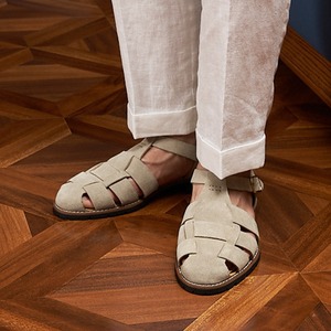 Sandalias tejidas vintage de color sólido, con suela plana, versátiles, transpirables, perforadas, con cubierta de cuero genuino para hombre. - Product Image 3