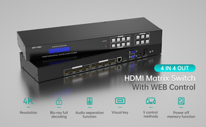 4K 30Hz Video <span class=keywords><strong>Hdmi</strong></span> <span class=keywords><strong>Matrix</strong></span> Switcher 4X4 <span class=keywords><strong>4</strong></span> In <span class=keywords><strong>4</strong></span> Out, MT-VIKI Beschikbaar Voor 4X4 8X8X8X16 16 16X16 32X32 36X36 72X72X72 - Product Image 2