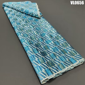 Mới nhất đến nhung ren với thêu hoa độc quyền thiết kế Phụ nữ George nhung ren vải mềm cho đám cưới hoặc bên - Product Image 3