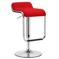 Chaise de bar JOHOOFURNITURE en tissu rouge, forme en L, chrome, hauteur réglable, fabriquée en Chine, banc de bar, hauteur de comptoir de restaurant