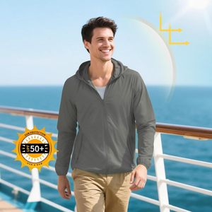 Men's UPF 50+ Full Zip Sun Protection Hoodie Long Sleeve <b>Light</b> Jacket For Hiking Fishing Summer Outdoor Wear - Product Image 2