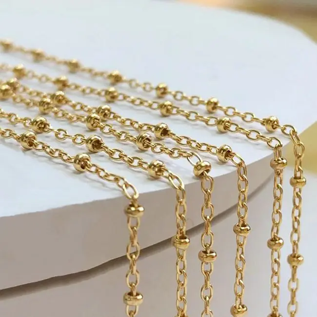 Factory Direct 14K Gold Filled Bulk Chain With Beads Chain 1.35mm Jewelry Chain For Jewelry Necklace Bracelet Making