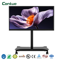 Soporte de TV Motorizado Moderno, Carro de TV Metálico con Ruedas y Altura Ajustable, Soportes de TV Móviles con Control Remoto para Sala de Reuniones