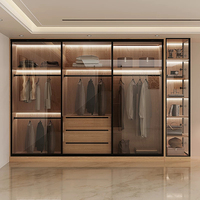 Système de dressing modulaire moderne avec éclairage LED, vitrine en verre, armoire de chambre personnalisée