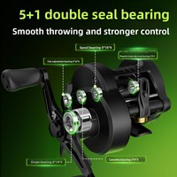 Moulinet de pêche Baitcasting à profil bas avec frein électronique DC, 5+1BB, rapport de transmission 7.2:1, pour eau salée et eau douce, gaucher/droitier