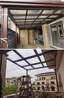 Villa Verrière Polygone Extérieure en Alliage d'Aluminium avec Verre Trempé, Isolation Phonique et Thermique, Pare-Soleil, Fermeture Supérieure, pour Jardin et Terrasse