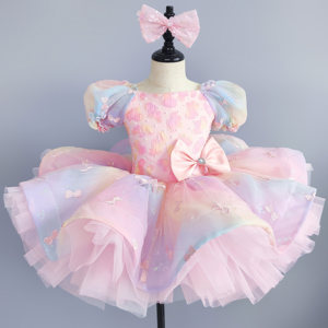 Abito da ballo formale da principessa arcobaleno per <span class=keywords><strong>bambina</strong></span> 2026, gonna tutù in poliestere, per la festa dei bambini, performance di gruppo per la scuola materna - Product Image 1