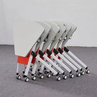XHS-803 Bureau d'entraînement modulable et pliable DIY, unités courbées pour configuration circulaire, pieds à roulettes empilables, table de réunion blanc-vert
