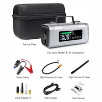 Démarreur de batterie portable multifonctionnel 12V USB 70W 8000mAh, gonfleur de pneus de voiture, booster de batterie, courant de crête 1000A