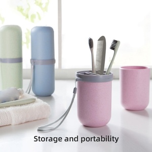 Ensemble d'accessoires de salle de bain pour la maison : Organisateur de rangement pour dentifrice et gobelet de voyage portable pour brosse à dents - Product Image 2