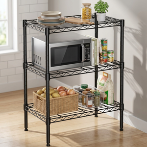 Étagère de rangement en métal à trois niveaux, robuste, pour la cuisine, avec étagère pour four à micro-ondes - Product Image 3