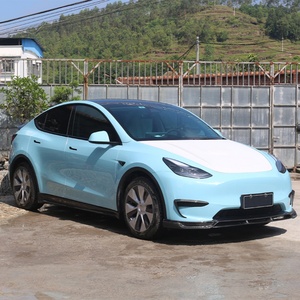 2019-2024 Car Modification Upgrade C Style Wet Carbon Fiber Body <b>Kit</b> Front Rear Lip Rear Spoiler <b>Engine</b> Hood for Tesla <b>Model</b> Y - Product Image 1