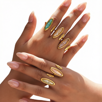 Bague ouverte Gaovo tendance à double coquille ovale, plaquée or 18 carats, en acier inoxydable incrusté de coquillages concassés, bagues de soirée imposantes pour femmes