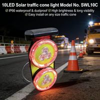 Feu de signalisation solaire pour cône de signalisation, feuille réfléchissante 3M, indice de protection IP66, construction en plastique, LED clignotante pour cônes de signalisation