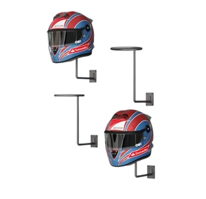 Présentoir mural personnalisé pour casque de moto pliable en métal enduit de poudre noire - Product Image 3