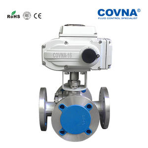 วาล์วบอลสแตนเลส COVNA แบบ 4 ทาง ชนิด F-Flange เปิด/ปิด ใช้ไฟฟ้า AC220V แบบฟูลบอร์ พร้อมระบบควบคุมด้วยมือสำหรับน้ำ - Product Image 4
