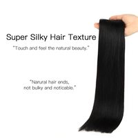 Extensions de cheveux humains brésiliens Remy JN Hair, 12 pouces, 70g, noir jais, double trame machine, ligne invisible, tissage droit