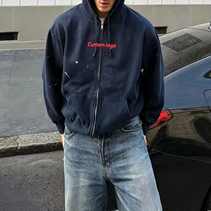 <span class=keywords><strong>Felpa</strong></span> con <span class=keywords><strong>Cappuccio</strong></span> e Zip Integrale Personalizzata con Logo Ricamato, in Spugna Francese Pesante, Oversize per Uomo - Product Image 3