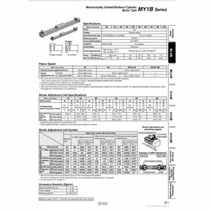 Cilindro sin vástago SMC Pneumatics, cilindros articulados mecánicamente, categoría de producto - Product Image 1