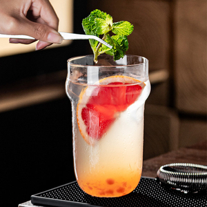 Vente en gros de tasses à café en <span class=keywords><strong>verre</strong></span> <span class=keywords><strong>transparent</strong></span> de style INS, à large ouverture, rayées, pour café, thé aux fruits, latte, pour café, bar, vaisselle - Product Image 5