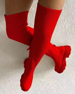 Stretchy Fabric Botin Tacon Long Style <b>Platform</b> Over the Knee Knit Thigh High <b>Boots</b> - Product Image 5