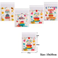 100 pièces/paquet, sacs en plastique pour biscuits d'anniversaire de 10 cm, sacs cadeaux pour bonbons, décoration pour fête d'anniversaire