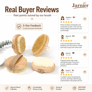 <span class=keywords><strong>Brosse</strong></span> corporelle exfoliante Jarnier avec logo personnalisé, 100 % <span class=keywords><strong>naturelle</strong></span>, en soies de sisal végétaliennes, manche en bambou, <span class=keywords><strong>pour</strong></span> massage sous la douche, utilisation humide ou sèche - Product Image 5