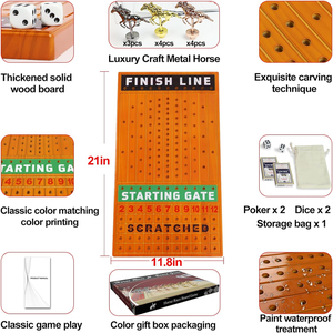 Thông dày hoàn thành trò chơi đua xe bàn cờ bao gồm xúc xắc và hộp đua ngựa với ngựa kim loại - Product Image 6