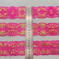 Dentelle florale brodée personnalisée, garniture en dentelle africaine pour décoration DIY, dentelle en polyester organza avec strass et paillettes