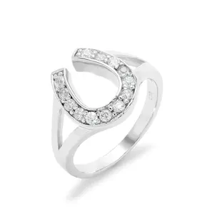 Custom designer style 925 sterling silver unique lucky horseshoe rings for women fashion jewelry
