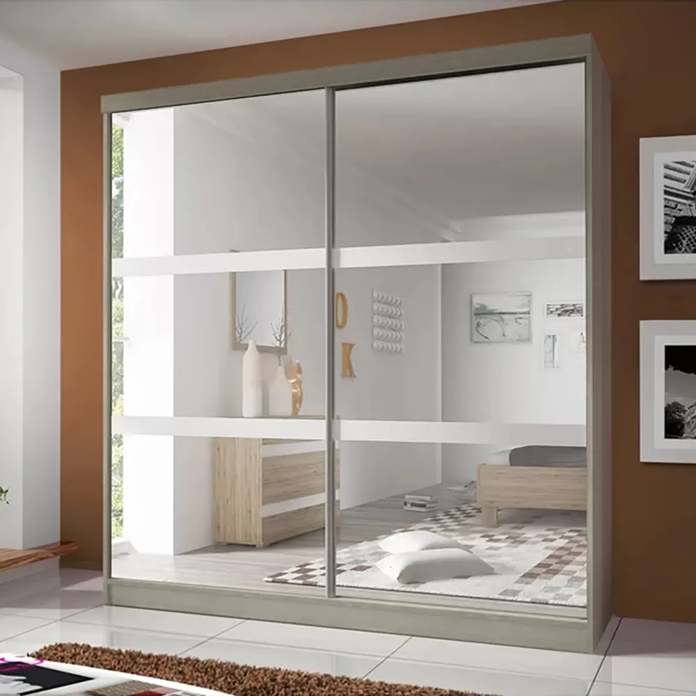 Элегантная модная дизайнерская мебель для спальни, деревянный зеркальный шкаф, мебель для дома, современная светодиодная зеркальная дверь для спальни, 204 кг