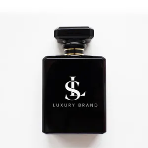 Frasco de perfume de vidro para mulheres de luxo 50ml, amostra grátis por atacado, frasco quadrado de 50ml