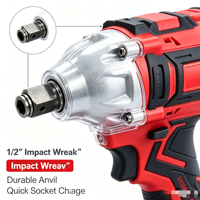 Kit de Llave de Impacto Inalámbrica sin Escobillas, 2 Baterías y 1 Cargador para Andamios, Atornillador Multiusos