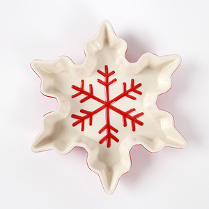Nouveau Design de décoration de noël flocon de neige assiette à dîner en céramique assiette à fruits pour la décoration de la maison de noël - Product Image 1