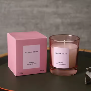 Bougies Parfumées de Luxe Personnalisées Marque Privée, Faible Quantité Minimale de Commande, dans des Bocaux en Verre Clairs Colorés avec Boîte - Product Image 2