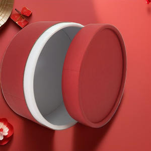 Carton <span class=keywords><strong>gris</strong></span> circulaire rouge personnalisé boîte alimentaire dure emballage en papier créatif avec impression à chaud en treillis métallique tube de papier unique - Product Image 1