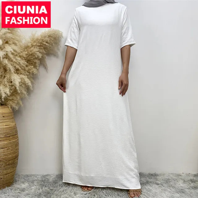 6722 # ultimo vestito Casual estivo girocollo Chic e confortevole mezze maniche tinta unita ogni giorno con fodera abito donna bianco