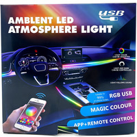 Accessoires de voiture, décoration intérieure, lumière d'ambiance intelligente avec application, lumière LED RGBIC 5V USB, bandes LED pour voiture, lumière ambiante dans la voiture, tendance