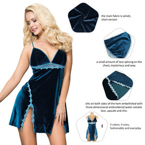 Lingerie in Velluto con Spalline e Schiena Scoperta, Abiti <span class=keywords><strong>da</strong></span> <span class=keywords><strong>Notte</strong></span> Sexy di Alta Qualità per <span class=keywords><strong>Donna</strong></span> - Product Image 6