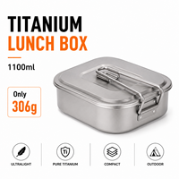 Boîte à lunch en titane pour l'extérieur, 1100 ml, récipient alimentaire pour le camping, boîte de rangement avec poignée pliable, boîte à repas pour la randonnée, OEM ODM