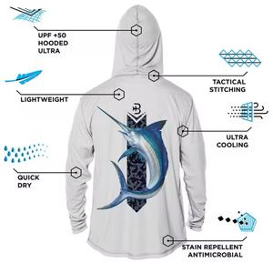 เสื้อตกปลาแขนยาวประสิทธิภาพสูง ป้องกันแสงแดด UPF50+ เสื้อฮู้ดตกปลา แห้งเร็ว ระบายอากาศดี จำเป็นสำหรับนักตกปลา - Product Image 5