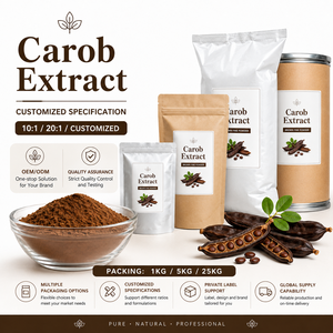 LongBio Extracto de Algarrobo en Polvo 10:1, Extracto de Semilla de <span class=keywords><strong>Ceratonia</strong></span> Siliqua, Polvo Botánico Natural Marrón, Grado Alimenticio, Fabricante OEM a Granel - Product Image 3