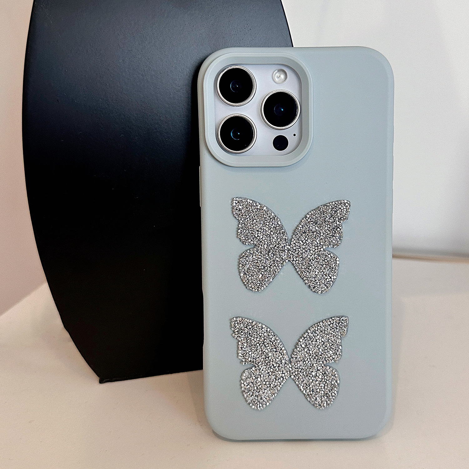 Ash Blue 3D Two-Flash Diamond Butterfly