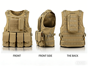 เสื้อกั๊กยุทธวิธีแบบมีช่องใส่แผ่นเกราะพร้อมกระเป๋าข้างต้นขา ทำจากโพลีเอสเตอร์ เหมาะสำหรับกิจกรรมทางยุทธวิธี - Product Image 2