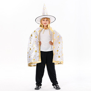 MADESHINE Conjunto de Capa y Sombrero de Bruja Estrella Roja para Halloween, Decoraciones para Fiestas Infantiles, Disfraz de Mago, Accesorios de Cosplay - Product Image 2