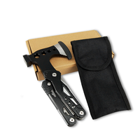 MQ048TR Mini hache multifonction pliable 15 en 1 économique pour l'extérieur, outil de survie dans la forêt de la jungle, pince, couteau, kit de tournevis