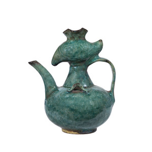 <span class=keywords><strong>Vaso</strong></span> in <span class=keywords><strong>Ceramica</strong></span> Artigianale Ecologico con Smalto Verde <span class=keywords><strong>Turchese</strong></span> Effetto Forno, Due Manici, Stile Wabi-sabi Art Déco, Cotto ad Alta Temperatura - Product Image 2