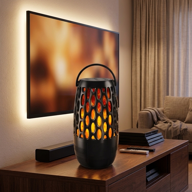 3W RGB LED Flame Wireless Home Atmosphere Speaker with Built-in 1000-2000mAh Battery, Suitable for Parties and Outdoor Use