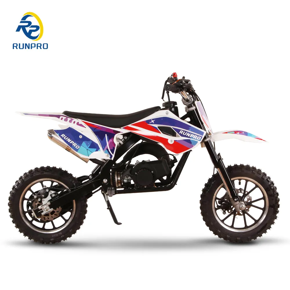 Runpro Hoge Kwaliteit 49cc Pitbike 50cc 2 Takt Mini Moto Gas Crossmotor Off-Road Motorfietsen Voor Kinderen En Volwassenen